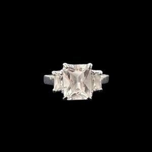 ATI Thailand .925 Sterling Silver 3.5 Carat Emerald Cut Cubic Zirconia Ring